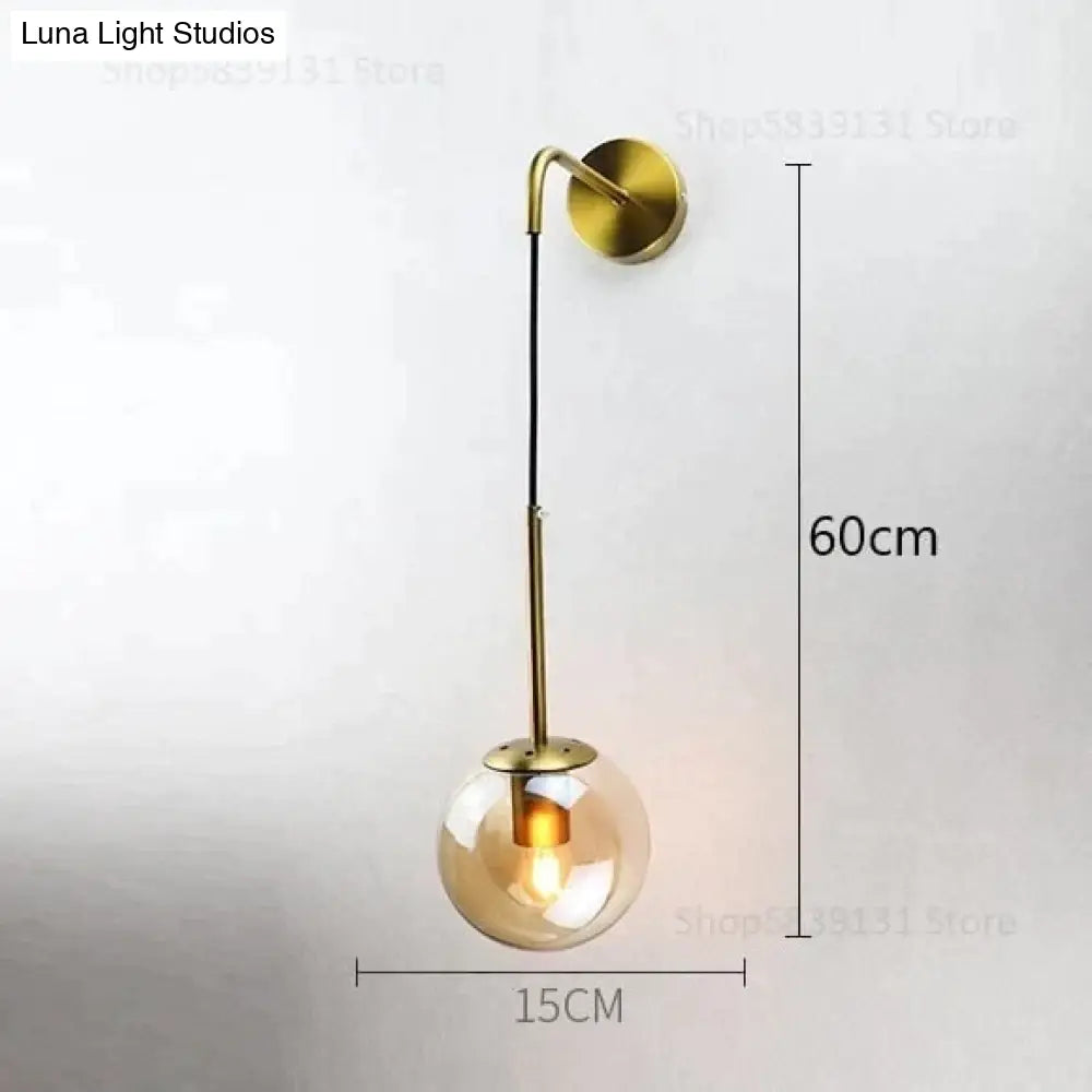 Nordic Retro Modern Glass Ball Wall Lamps For Bedside Living Room Corridor Staircase Lighting Lamp