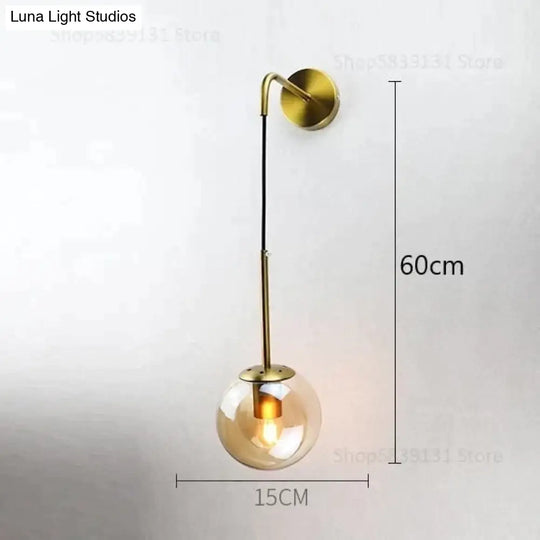 Nordic Retro Modern Glass Ball Wall Lamps For Bedside Living Room Corridor Staircase Lighting Lamp