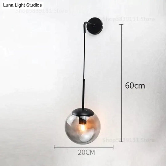 Nordic Retro Modern Glass Ball Wall Lamps For Bedside Living Room Corridor Staircase Lighting Lamp