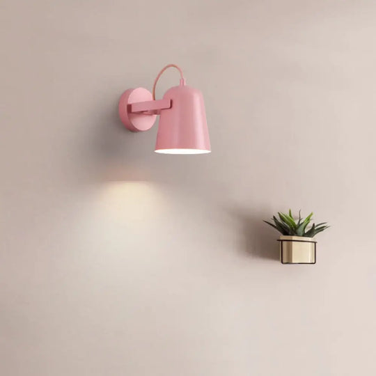 Nordic Rotatable Iron Bell Shade Wall Sconce Light For Living Room Pink