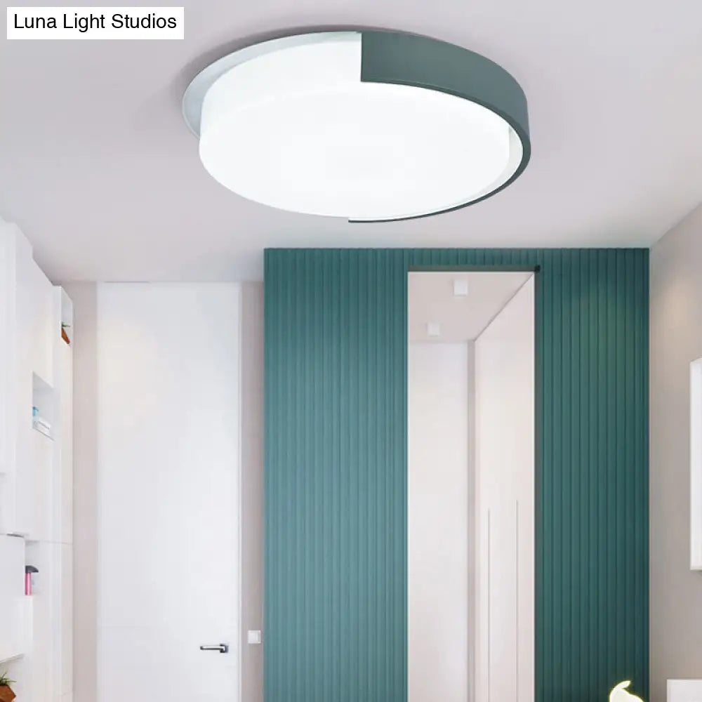 Nordic Round Flush Mount Acrylic Led Ceiling Lamp For Office Candy Colored Green / White 14