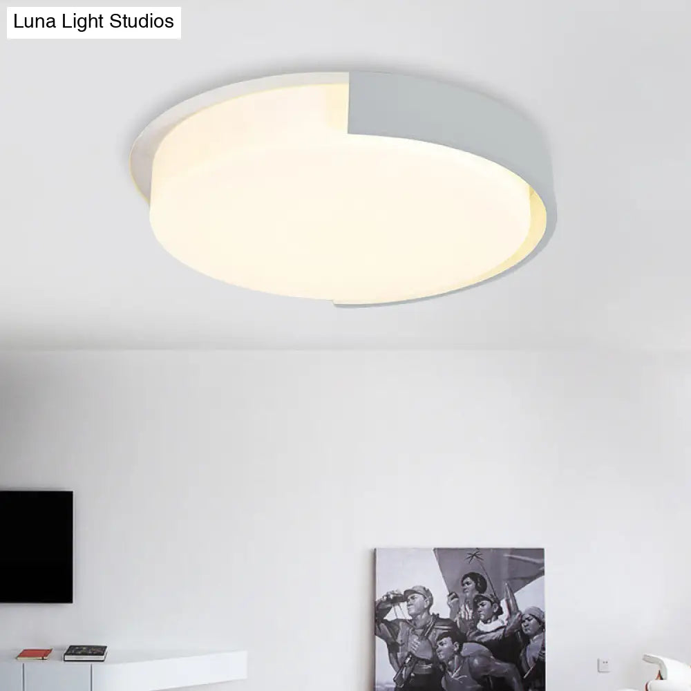 Nordic Round Flush Mount Acrylic Led Ceiling Lamp For Office Candy Colored Grey / White 14