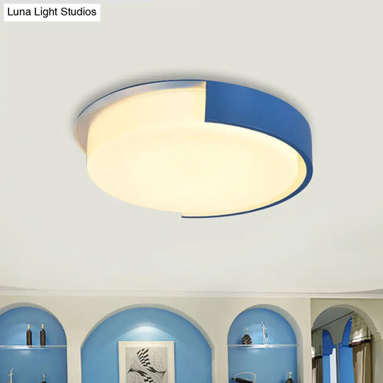 Nordic Round Flush Mount Acrylic Led Ceiling Lamp For Office Candy Colored Blue / Warm 14