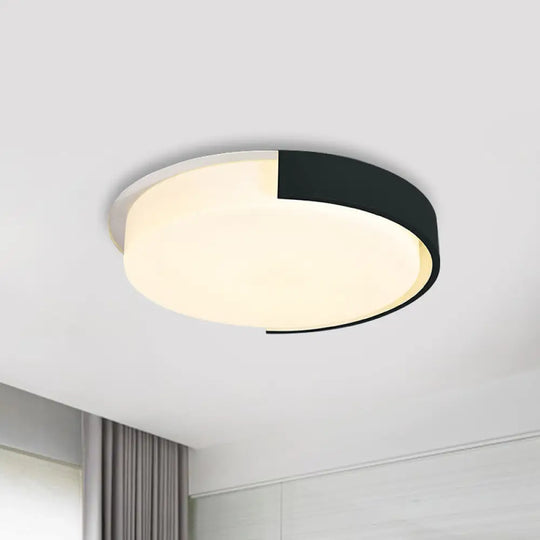 Nordic Round Flush Mount Acrylic Led Ceiling Lamp For Office – Candy Colored Matte Black / Warm 14’