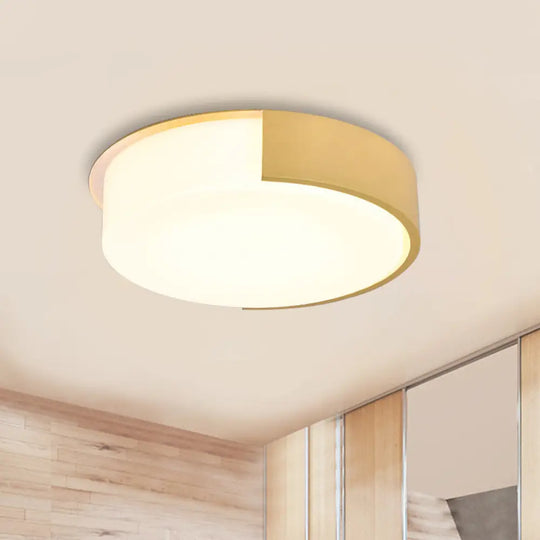 Nordic Round Flush Mount Acrylic Led Ceiling Lamp For Office – Candy Colored Yellow / Warm 14’