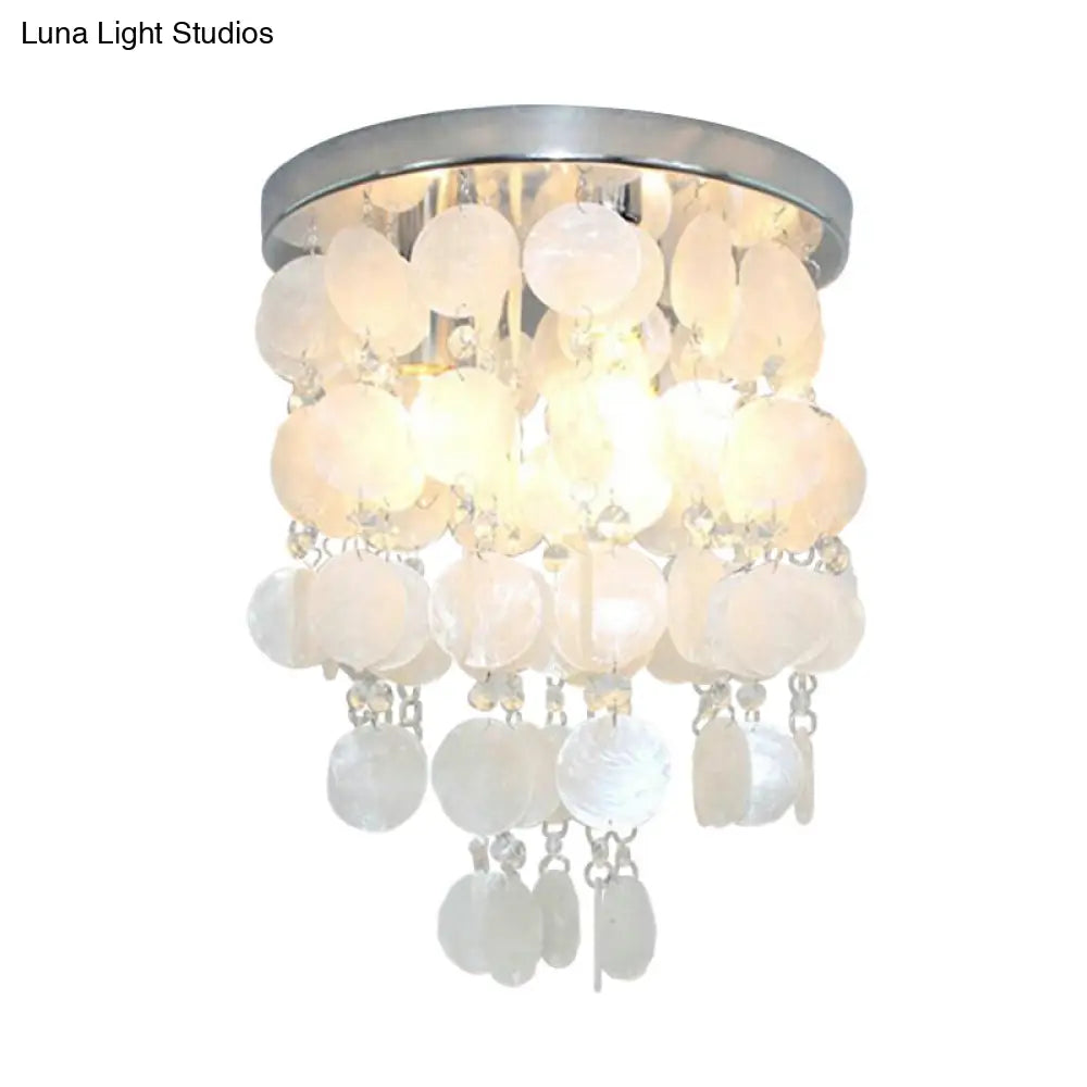 Nordic Shell White Wind Chime Pendant Chandelier - 1 Light Hanging Lamp Multiple Sizes Available