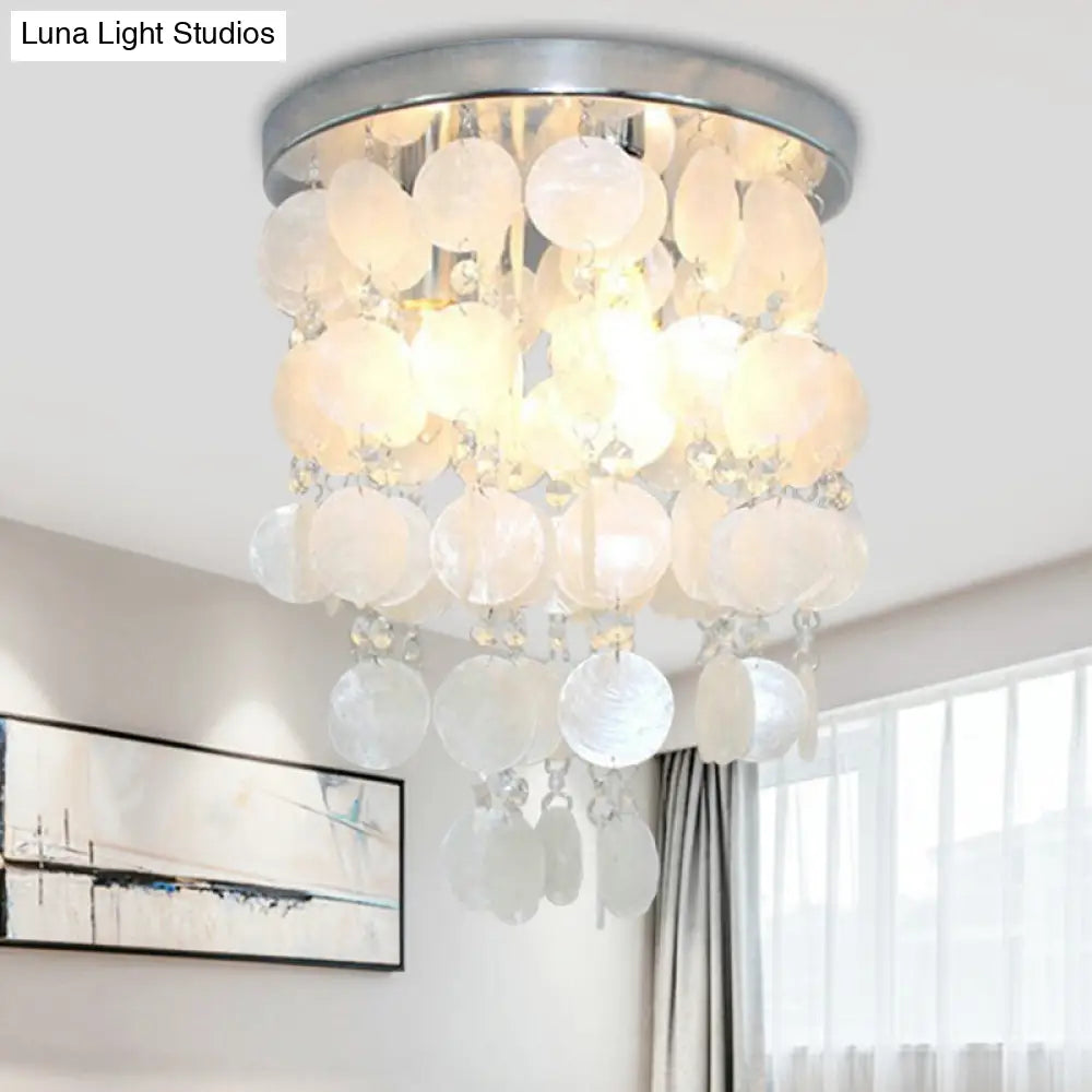 Nordic Shell White Wind Chime Pendant Chandelier - 1 Light Hanging Lamp Multiple Sizes Available /