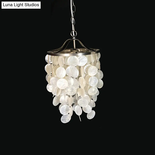 Nordic Shell Wind Chime Pendant Light - Elegant White Ceiling For Living Room