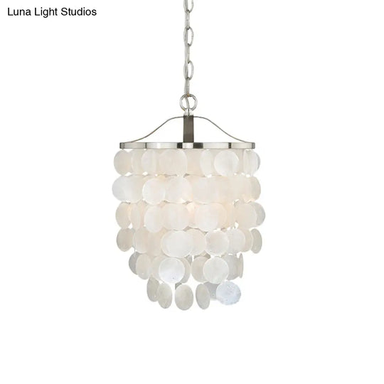 Nordic Shell Wind Chime Pendant Light - Elegant White Hanging Ceiling For Living Room