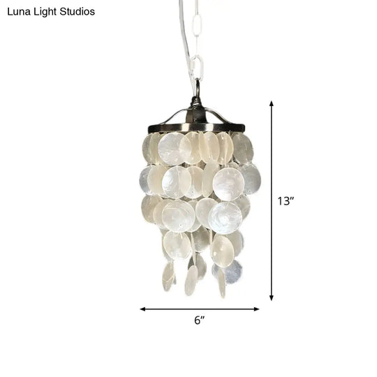 Nordic Shell Wind Chime Pendant Light - Elegant White Ceiling For Living Room