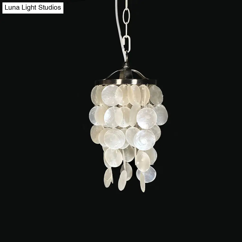 Nordic Shell Wind Chime Pendant Light - Elegant White Ceiling For Living Room