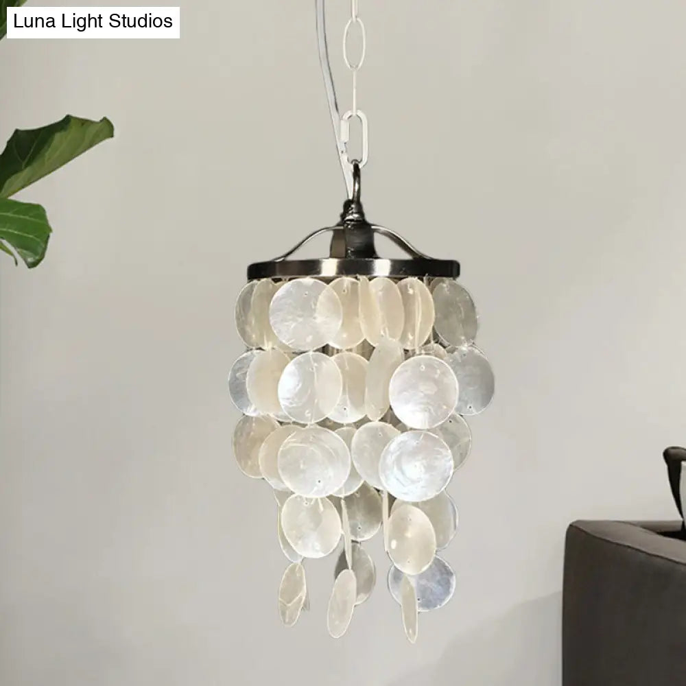 Nordic Shell Wind Chime Pendant Light - Elegant White Hanging Ceiling For Living Room / A