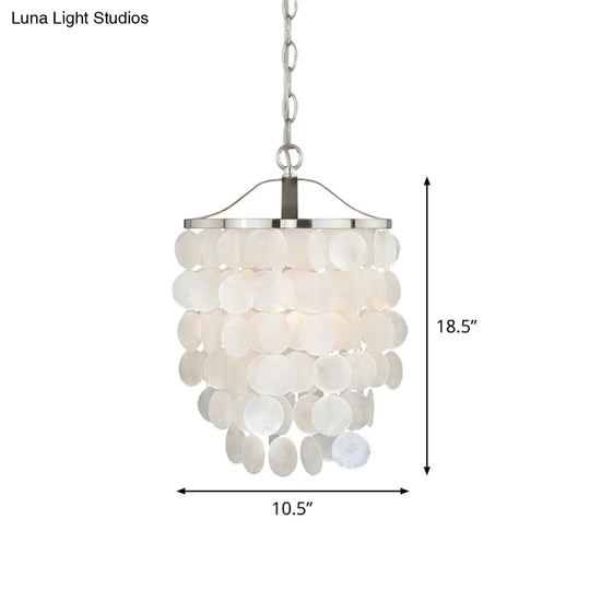 Nordic Shell Wind Chime Pendant Light - Elegant White Ceiling For Living Room