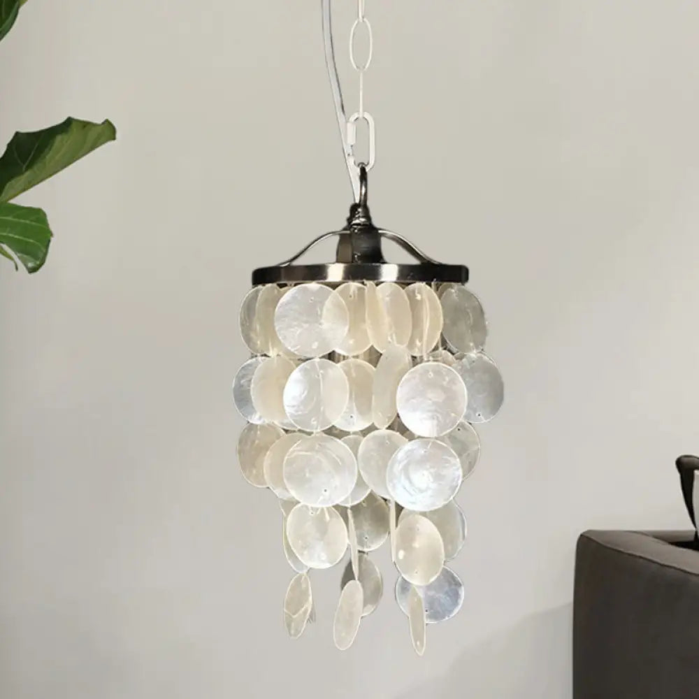 Nordic Shell Wind Chime Pendant Light - Elegant White Ceiling For Living Room / A