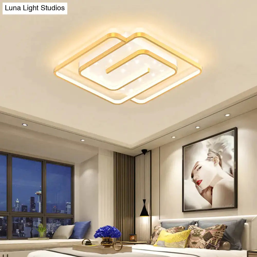 Nordic Simple Light Luxury Atmosphere Square Living Room Bedroom Ceiling Lamp Gold / B Tri-Color