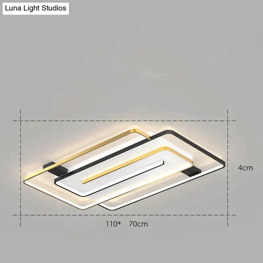 Nordic Simple Light Luxury Atmosphere Square Living Room Bedroom Ceiling Lamp Gold / C Tri-Color