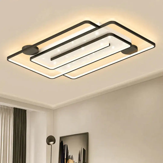 Nordic Simple Light Luxury Atmosphere Square Living Room Bedroom Ceiling Lamp Black / D Tri-Color