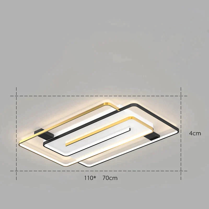 Nordic Simple Light Luxury Atmosphere Square Living Room Bedroom Ceiling Lamp Gold / C Tri-Color