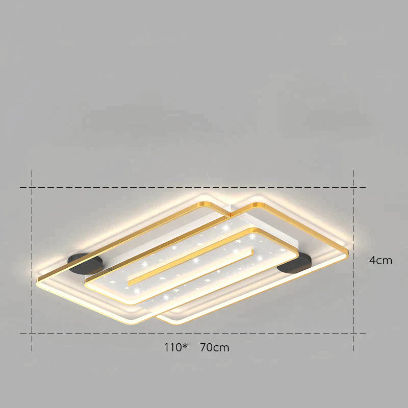 Nordic Simple Light Luxury Atmosphere Square Living Room Bedroom Ceiling Lamp Gold / D Tri-Color