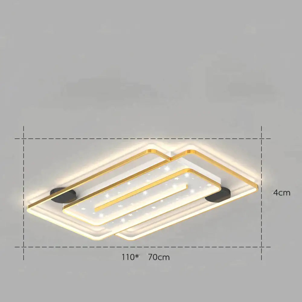 Nordic Simple Light Luxury Atmosphere Square Living Room Bedroom Ceiling Lamp Gold / D Tri-Color