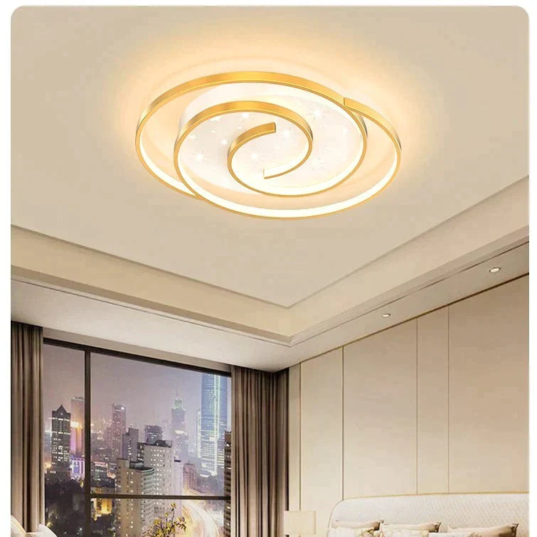 Nordic Simple Modern Atmosphere Light Luxury Living Room Bedroom Ceiling Lamp Gold / D Tri-Color