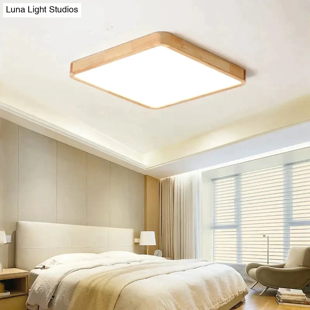 Nordic Simple Modern Oak Wood Ceiling Lamp Ultra Thin Led Lights