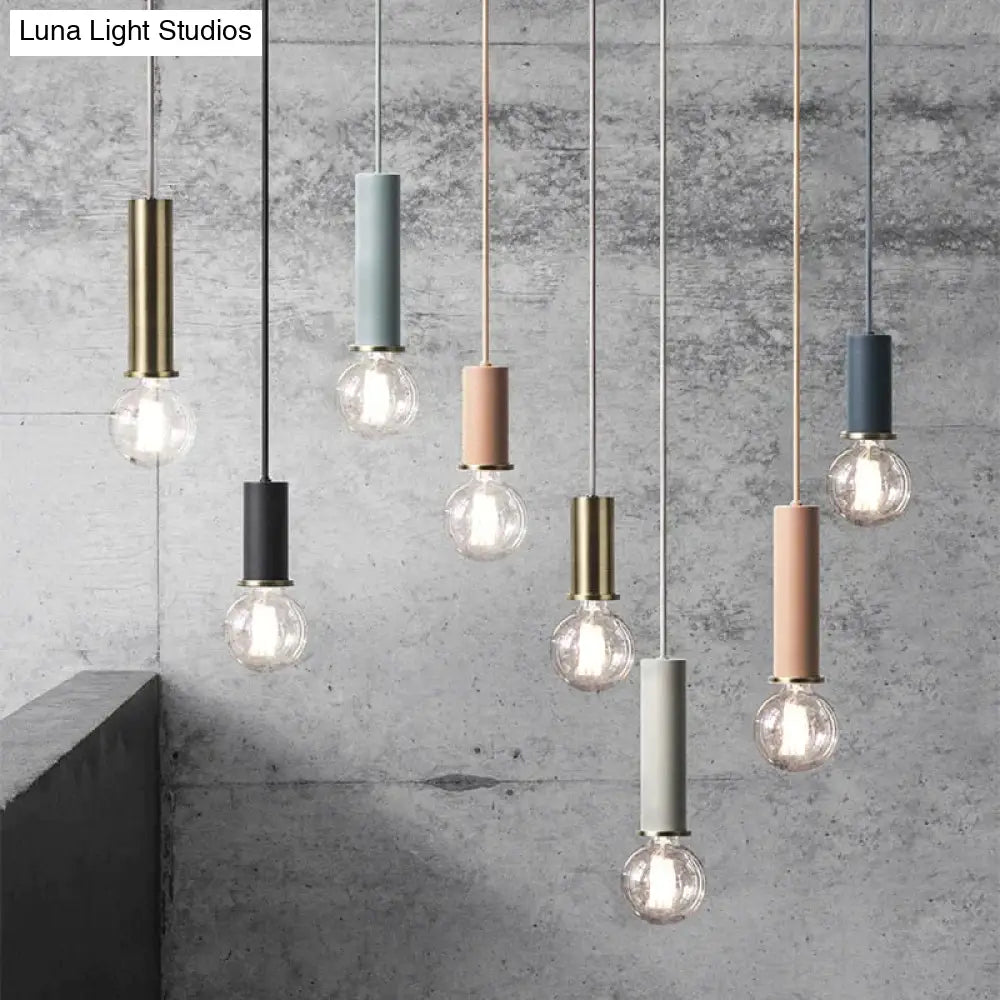 Nordic Simple Pendant Lights Suspension Aluminum Tube E27 Lamps Holder Dining Table Kitchen Bedside