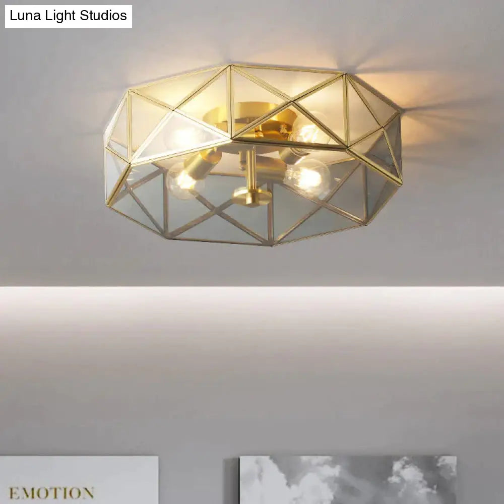 Nordic Simple Room Living Copper Round Ceiling Lamp