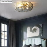 Nordic Simple Room Living Copper Round Ceiling Lamp
