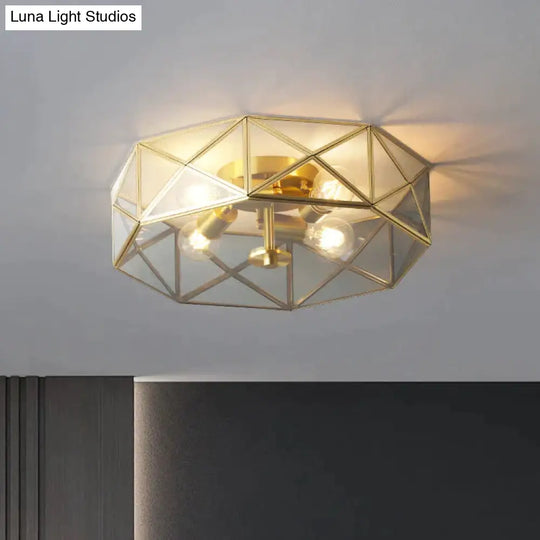 Nordic Simple Room Living Copper Round Ceiling Lamp