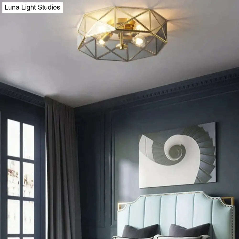 Nordic Simple Room Living Copper Round Ceiling Lamp