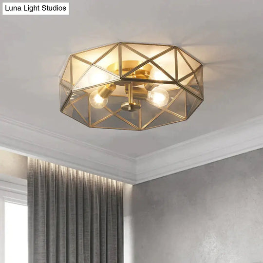 Nordic Simple Room Living Copper Round Ceiling Lamp