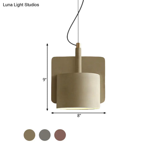 Nordic Single-Bulb Half Shade Pendant Light - Red/Grey/Yellow Bedside