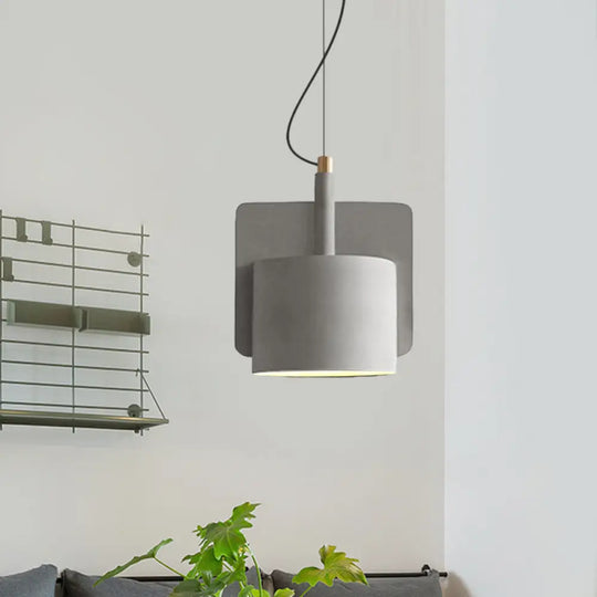 Nordic Single-Bulb Half Shade Pendant Light - Red/Grey/Yellow Bedside Grey