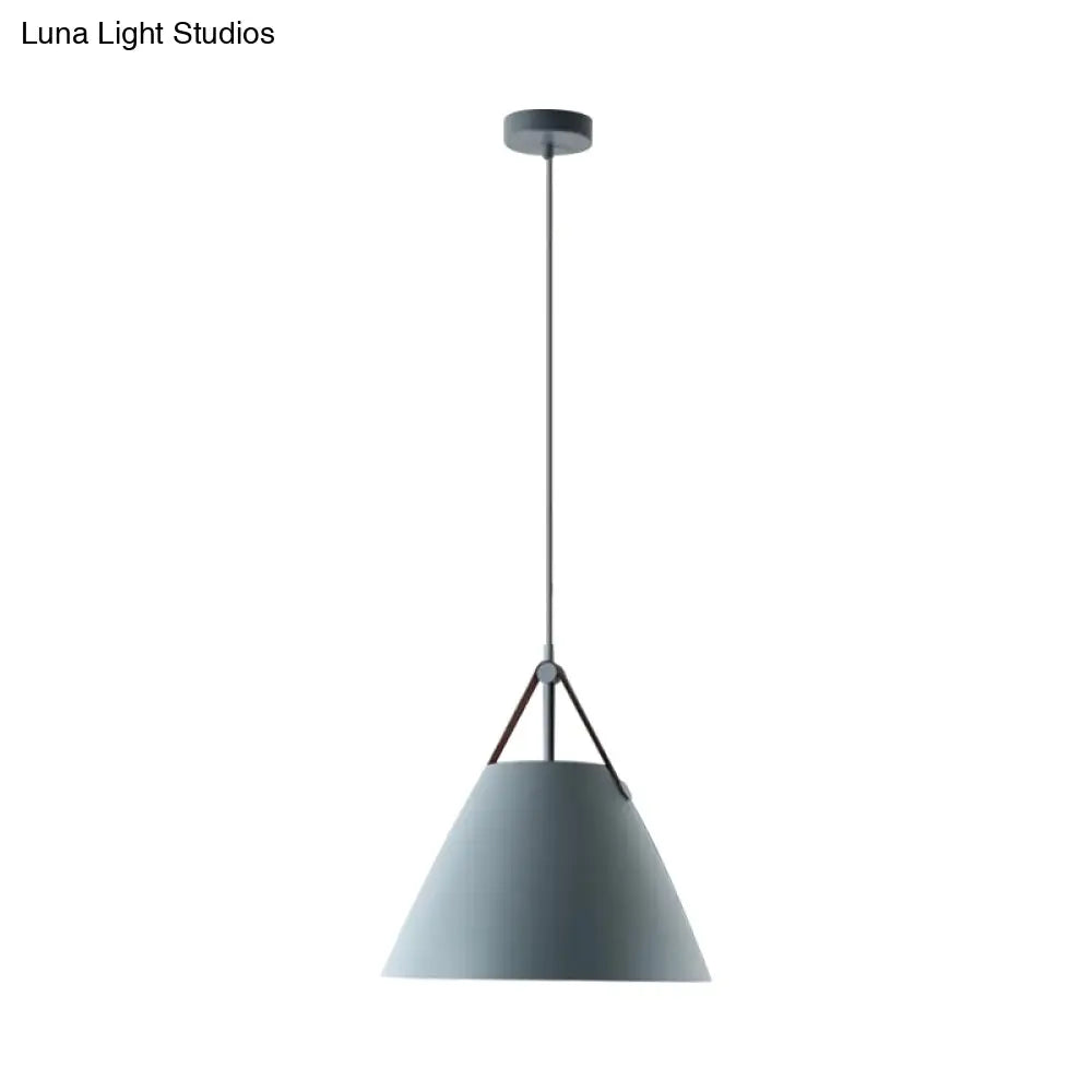 Nordic Single Ceiling Pendant - 10.5/14 W Grey/White/Black Frustum Hanging Lamp With Metal Shade &