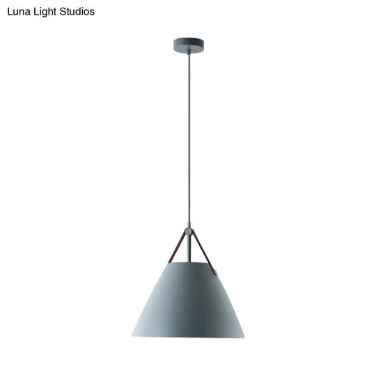 Nordic Single Ceiling Pendant - 10.5/14 W Grey/White/Black Frustum Hanging Lamp With Metal Shade &