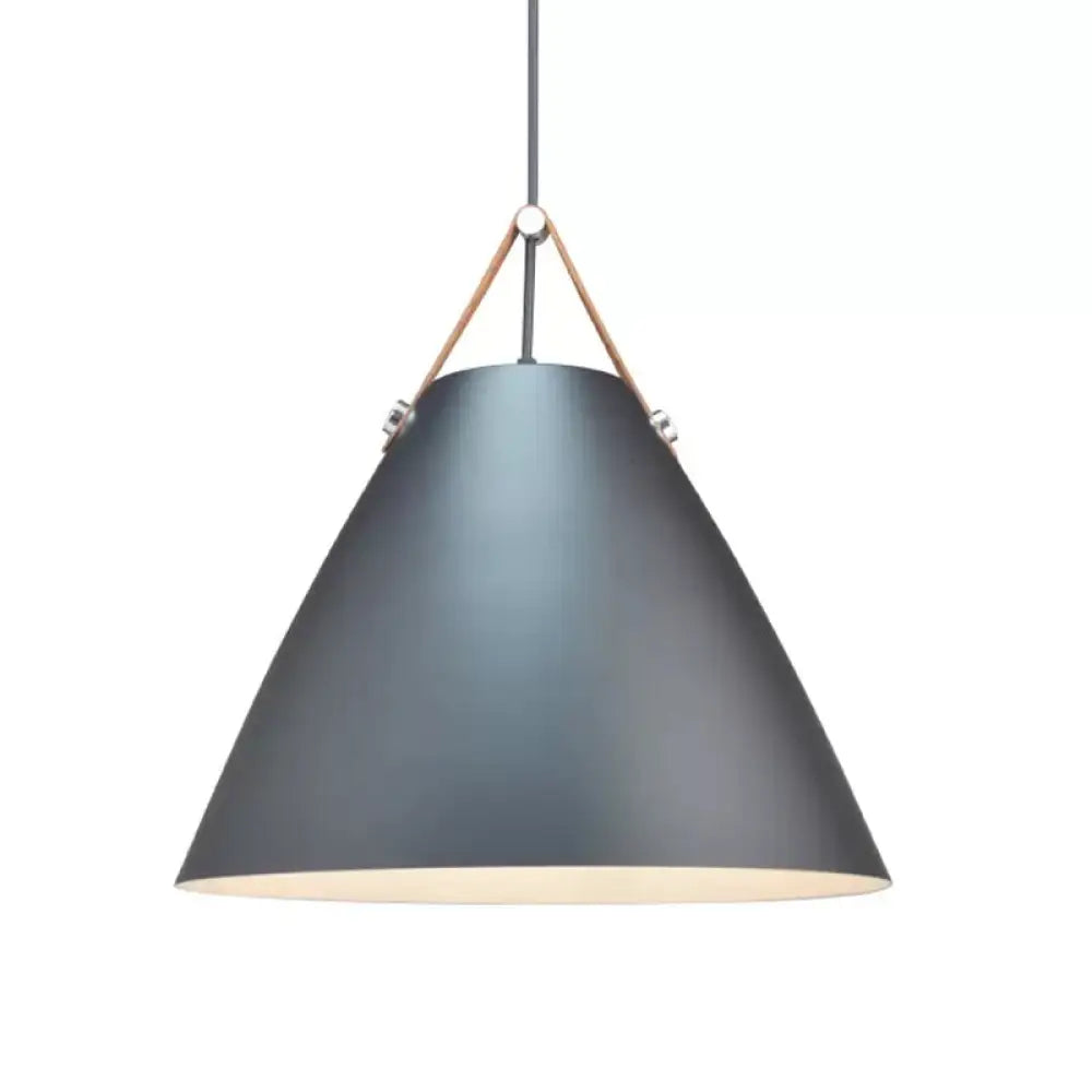 Nordic Single Ceiling Pendant - 10.5/14 W Grey/White/Black Frustum Hanging Lamp With Metal Shade &