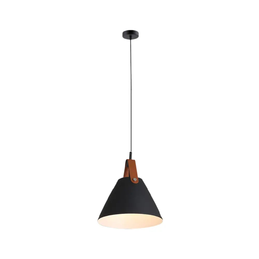 Nordic Single Ceiling Pendant - 10.5/14 W Grey/White/Black Frustum Hanging Lamp With Metal Shade &