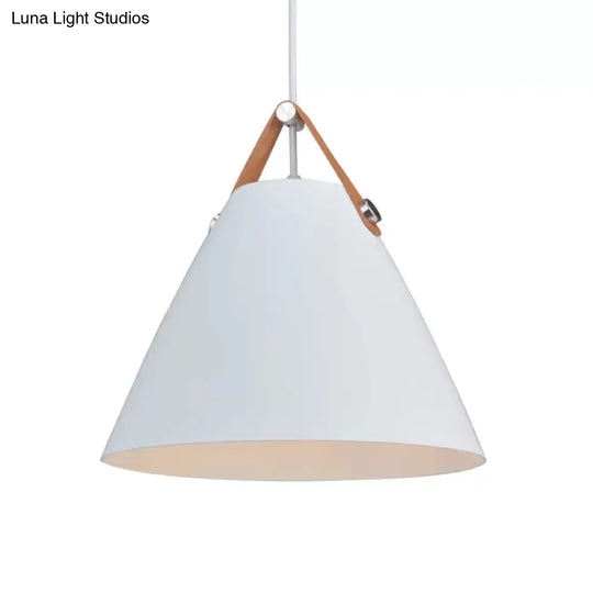 Nordic Single Ceiling Pendant - 10.5/14 W Grey/White/Black Frustum Hanging Lamp With Metal Shade &