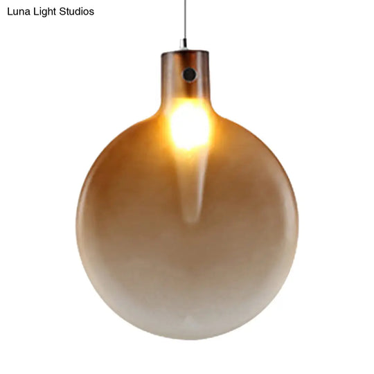 Nordic Sliver Ball Ceiling Light - 1 Brown/Green/Yellow Glass Pendant For Living Room