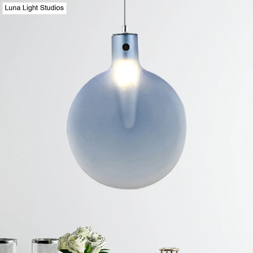 Nordic Glass Suspension Pendant - 1 Light Sliver Ball Hanging Ceiling In Brown/Green/Yellow For