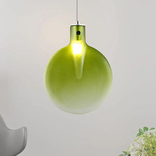 Nordic Sliver Ball Ceiling Light - 1 Brown/Green/Yellow Glass Pendant For Living Room Green