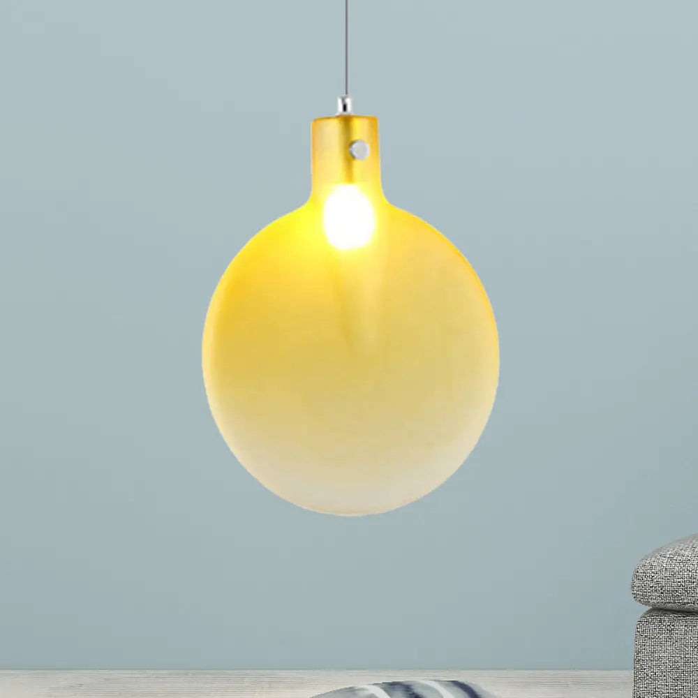 Nordic Sliver Ball Ceiling Light - 1 Brown/Green/Yellow Glass Pendant For Living Room Yellow