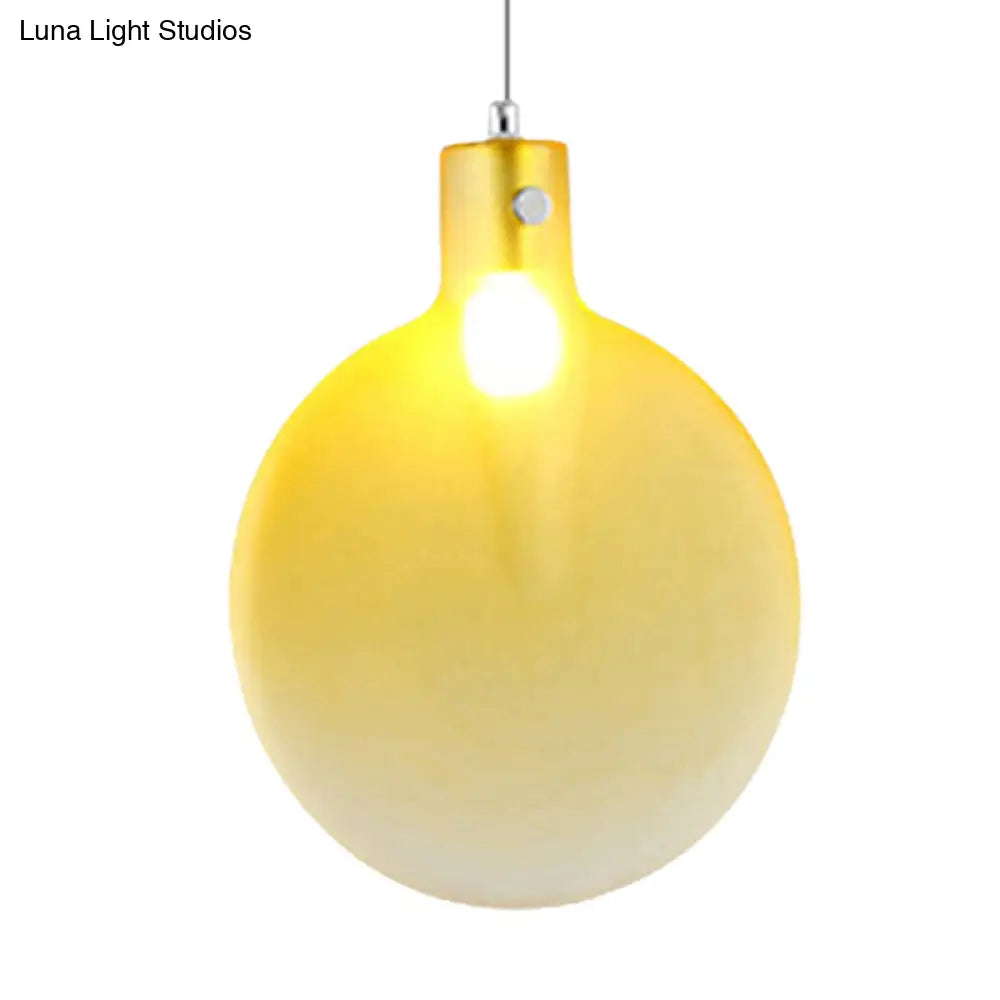 Nordic Glass Suspension Pendant - 1 Light Sliver Ball Hanging Ceiling In Brown/Green/Yellow For