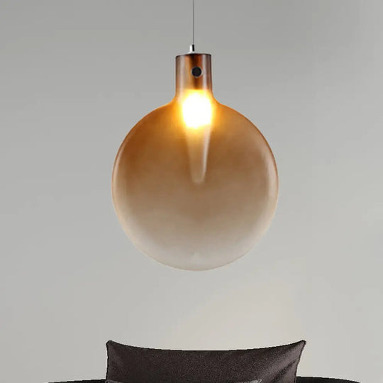Nordic Sliver Ball Ceiling Light - 1 Brown/Green/Yellow Glass Pendant For Living Room Brown