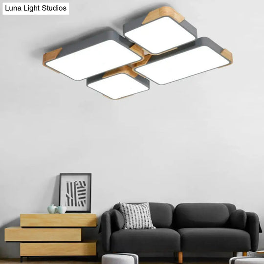 Nordic Splicing Flush Mount Led Ceiling Light For Living Room Acrylic Design Grey / Rectangle
