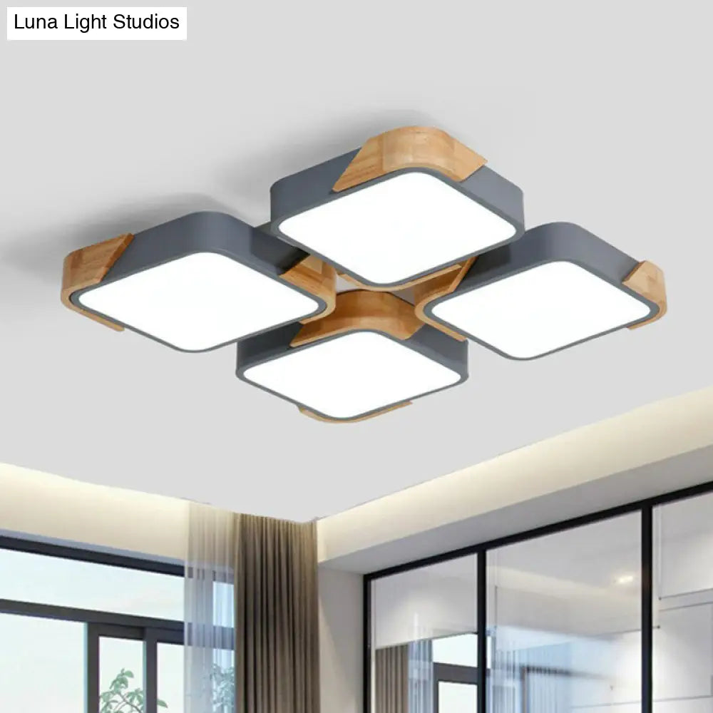 Nordic Splicing Flush Mount Led Ceiling Light For Living Room Acrylic Design Grey / Square