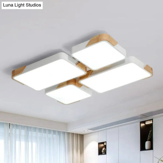 Nordic Splicing Flush Mount Led Ceiling Light For Living Room Acrylic Design White / Rectangle