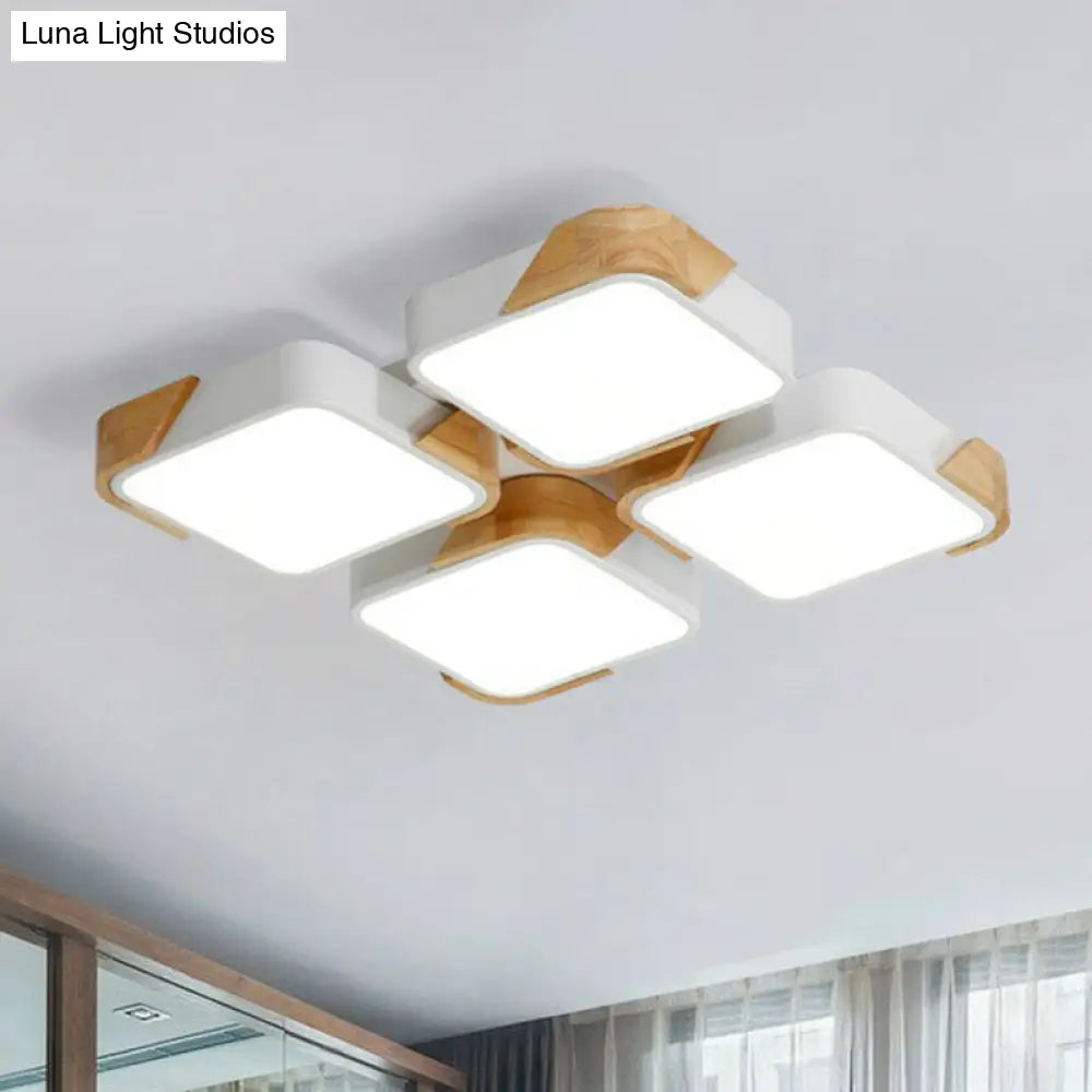 Nordic Splicing Flush Mount Led Ceiling Light For Living Room Acrylic Design White / Square