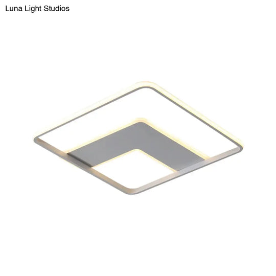 Nordic Square Flush Mount Acrylic Led Bedroom Lighting In White - 16.5/20.5 Width